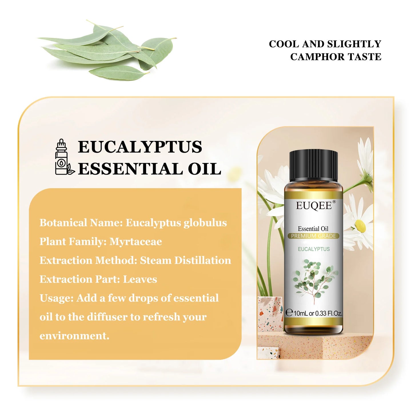 EUQEE 10ml Pure Euqee Essential Oil for Diffuser & DIY Use