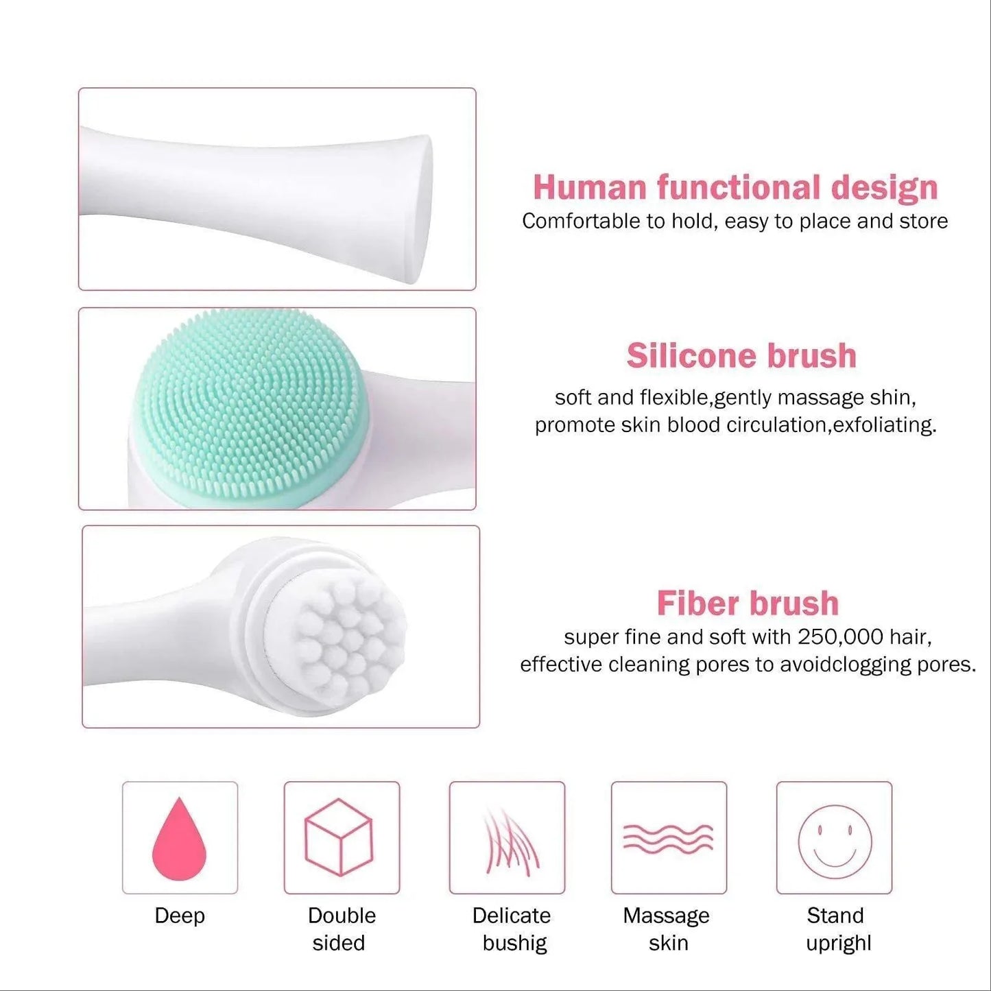2-in-1 Silicone Facial Cleansing Brush for Deep Pores
