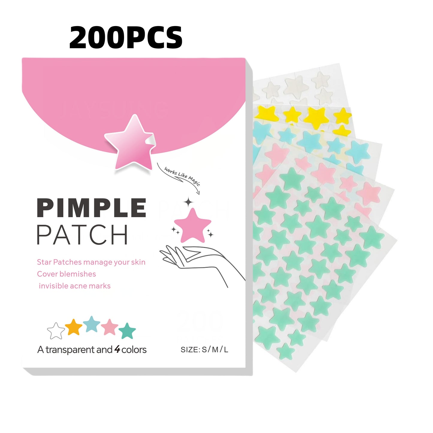 Pickel-Pflaster: Goldenseal-getränkte Sternchen-Pflaster für alle Hauttypen – 200 Stk.