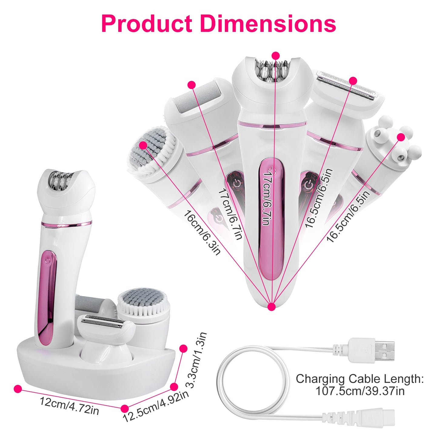 5-in-1 Women’s Electric Epilator – Face, Body & Bikini