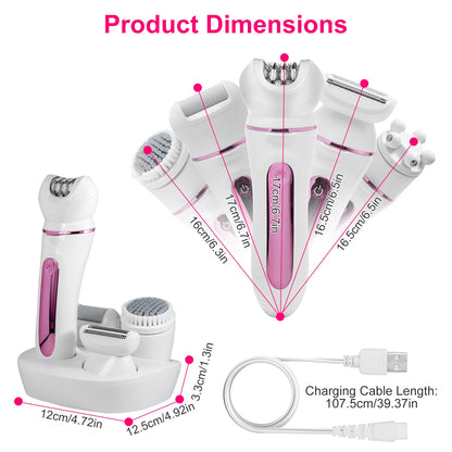 5-in-1 Women’s Electric Epilator – Face, Body & Bikini
